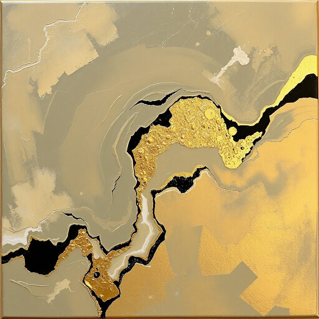 Abstract Gold Landscape in Impasto Style