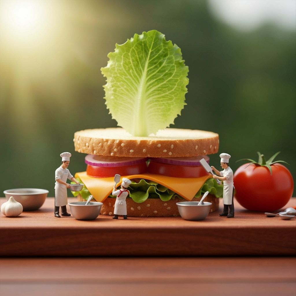 Miniature Chefs Prepare Giant Sandwich in Hyperrealistic Sty...