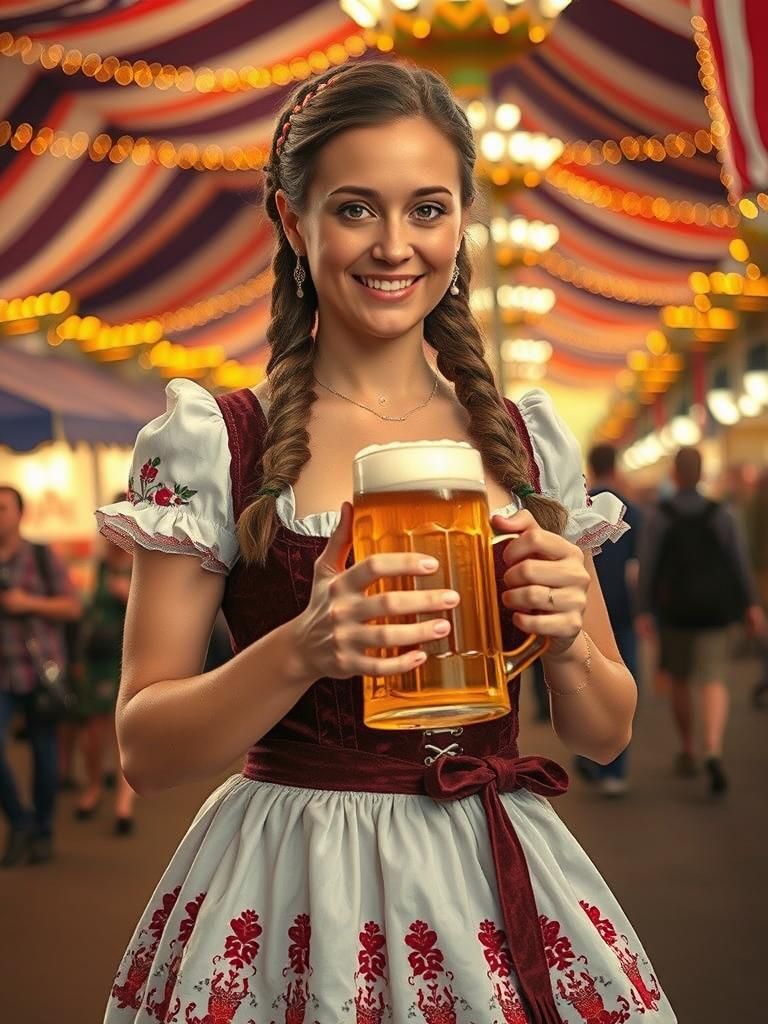 Oktoberfest Woman in Traditional German Dress