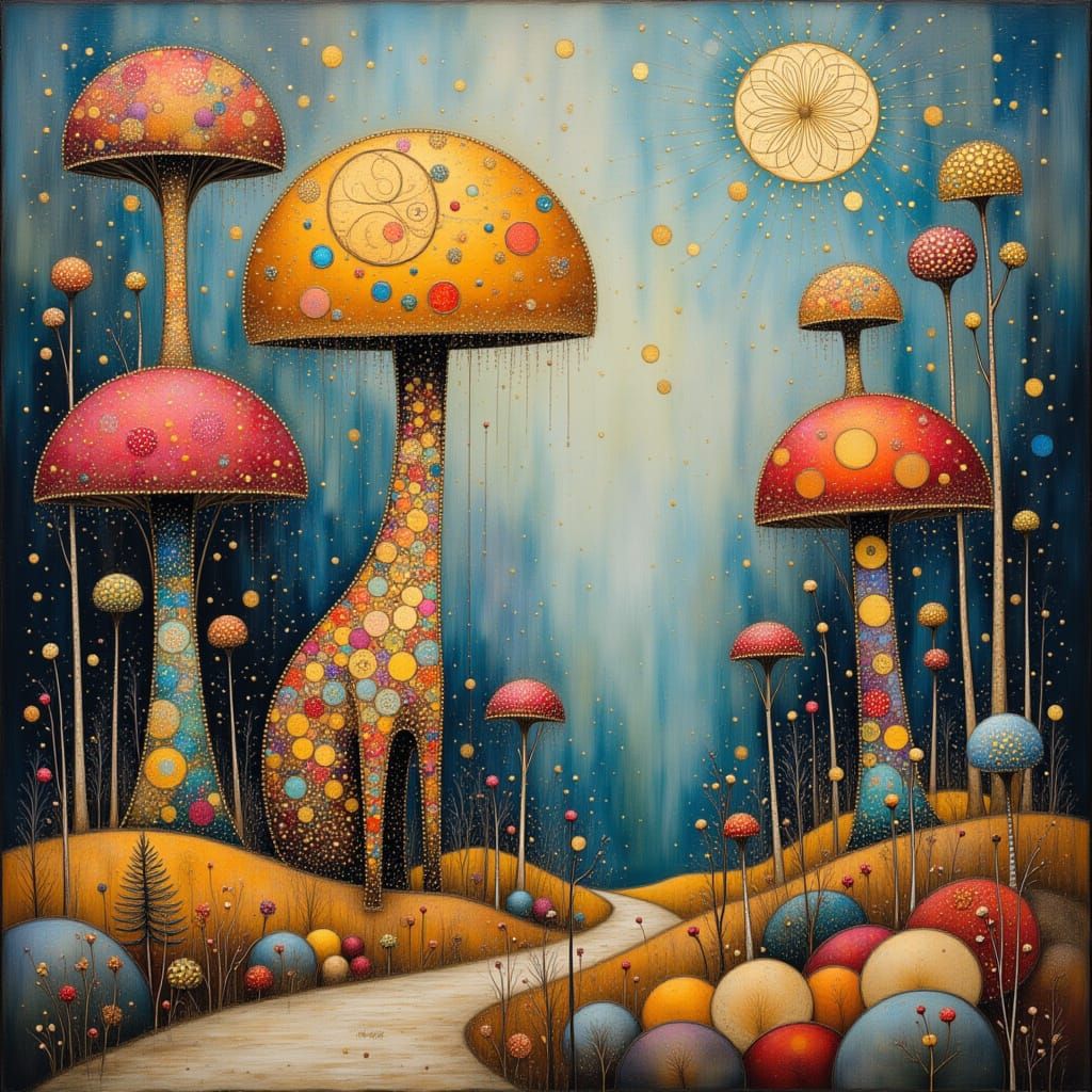 <lora:Shadow whimsy:1.0> a fantastical world with vibrant colors and unusual formations, characteristic of the Weird and...