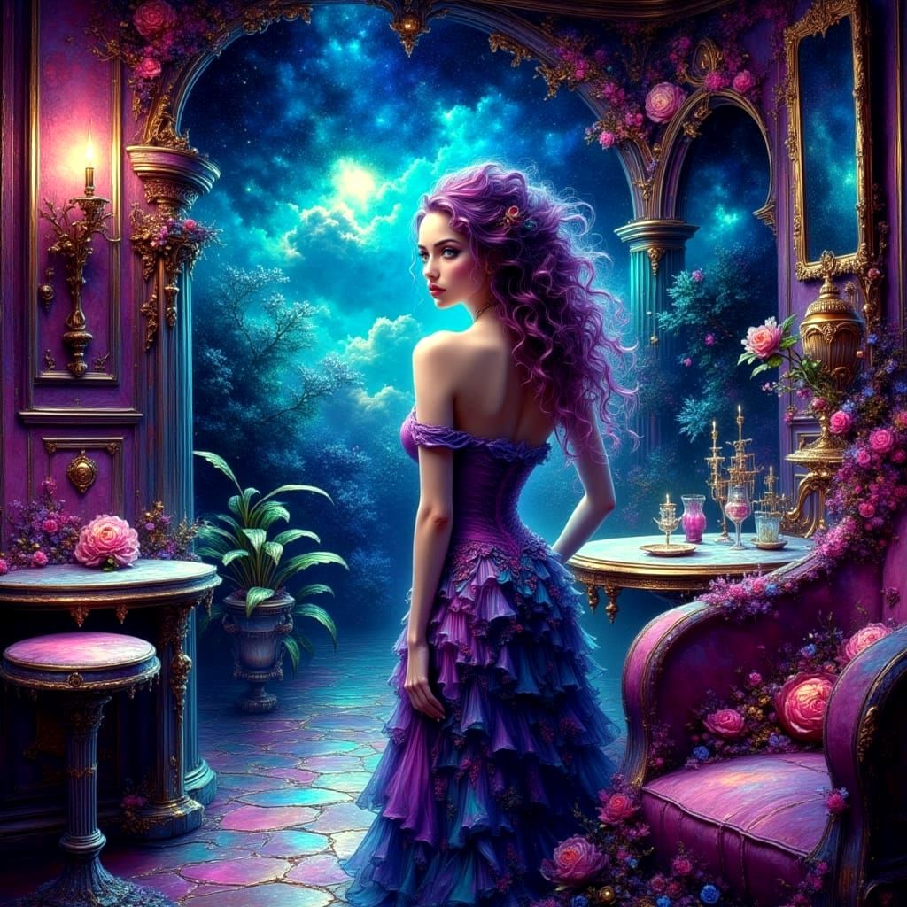 Star Quality Singer in Velvet Club: Impasto Oil Painting