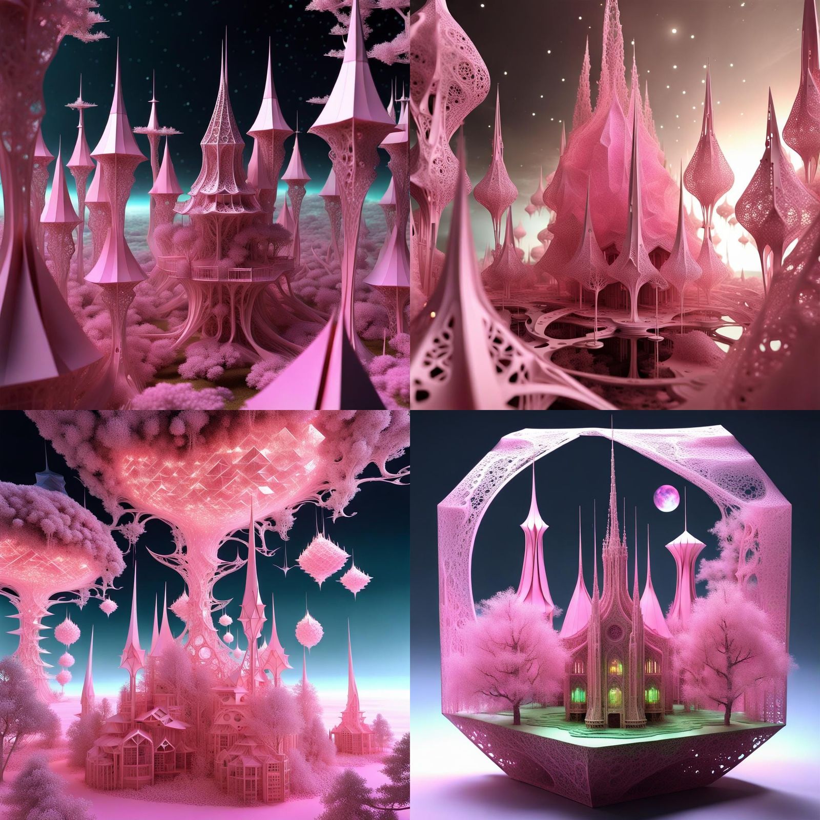 Alien Origami Cathedral in Fractal Nebula