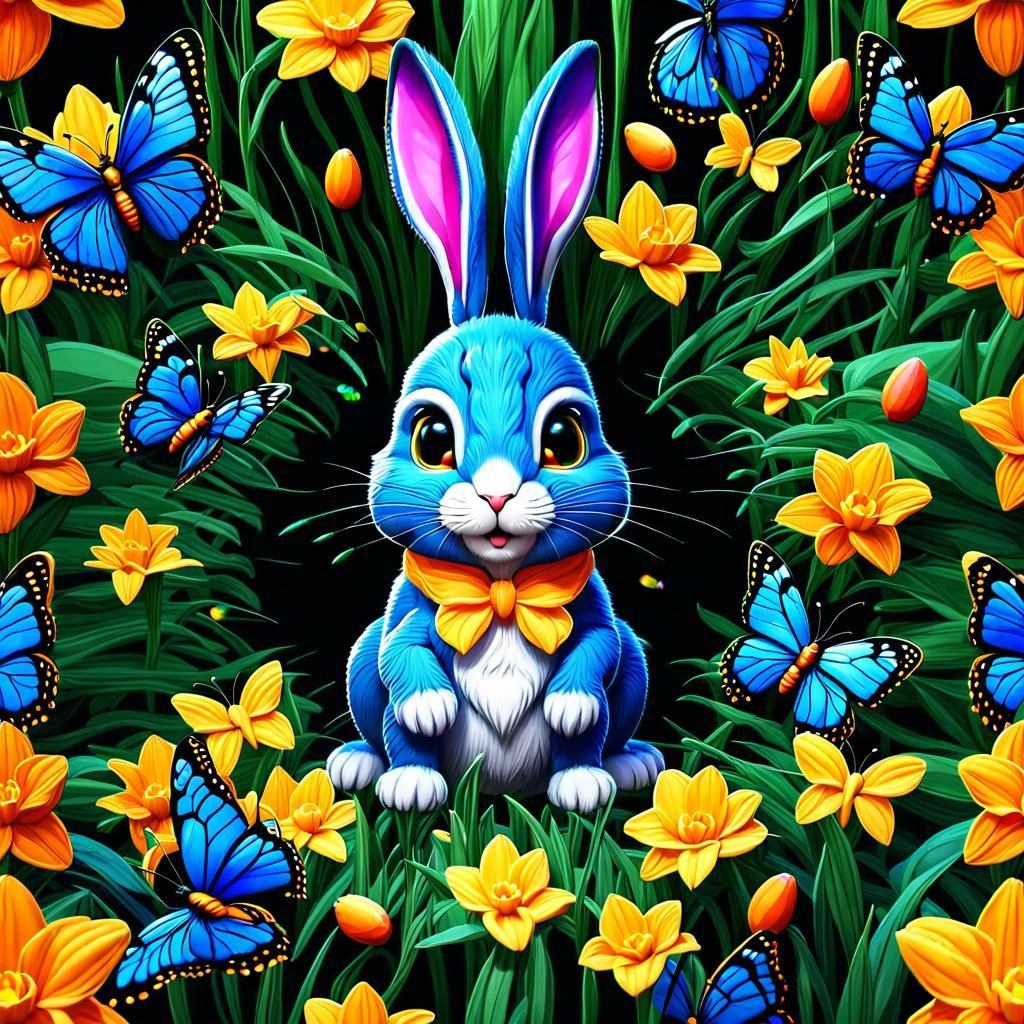 Adorable Easter Bunny & Easter Eggs