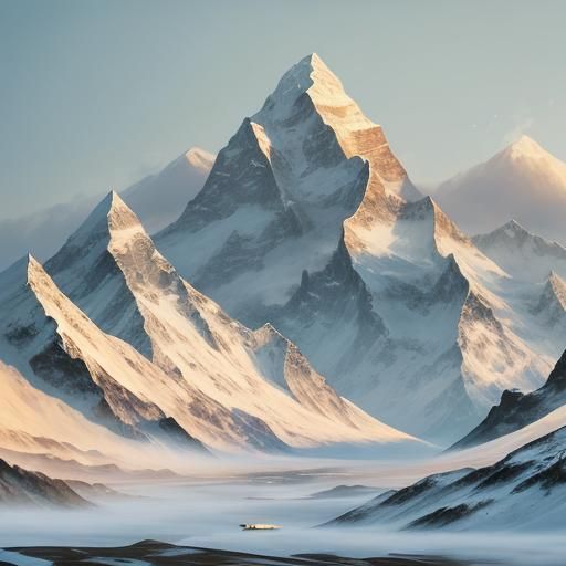 Snow-Capped Sagarmatha Mountain Landscape in Digital Paintin...