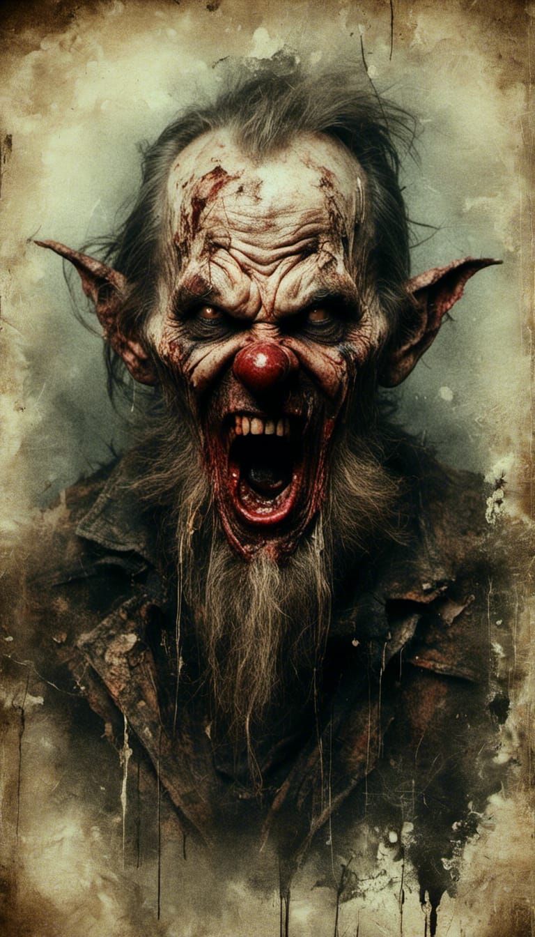 Evil Dwarf Shows Tongue with Macabre Details