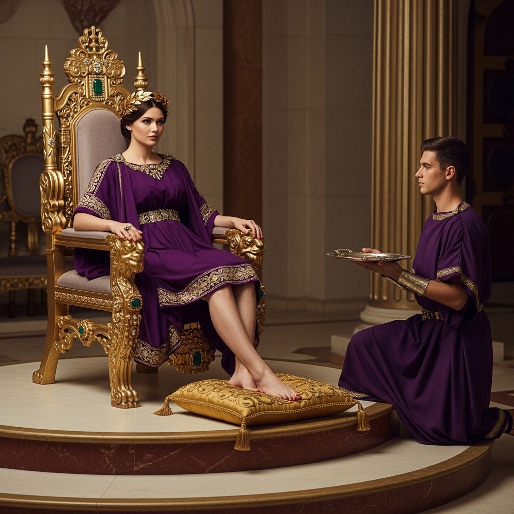Lavish Roman Empress on Jeweled Throne, Leibovitz Style