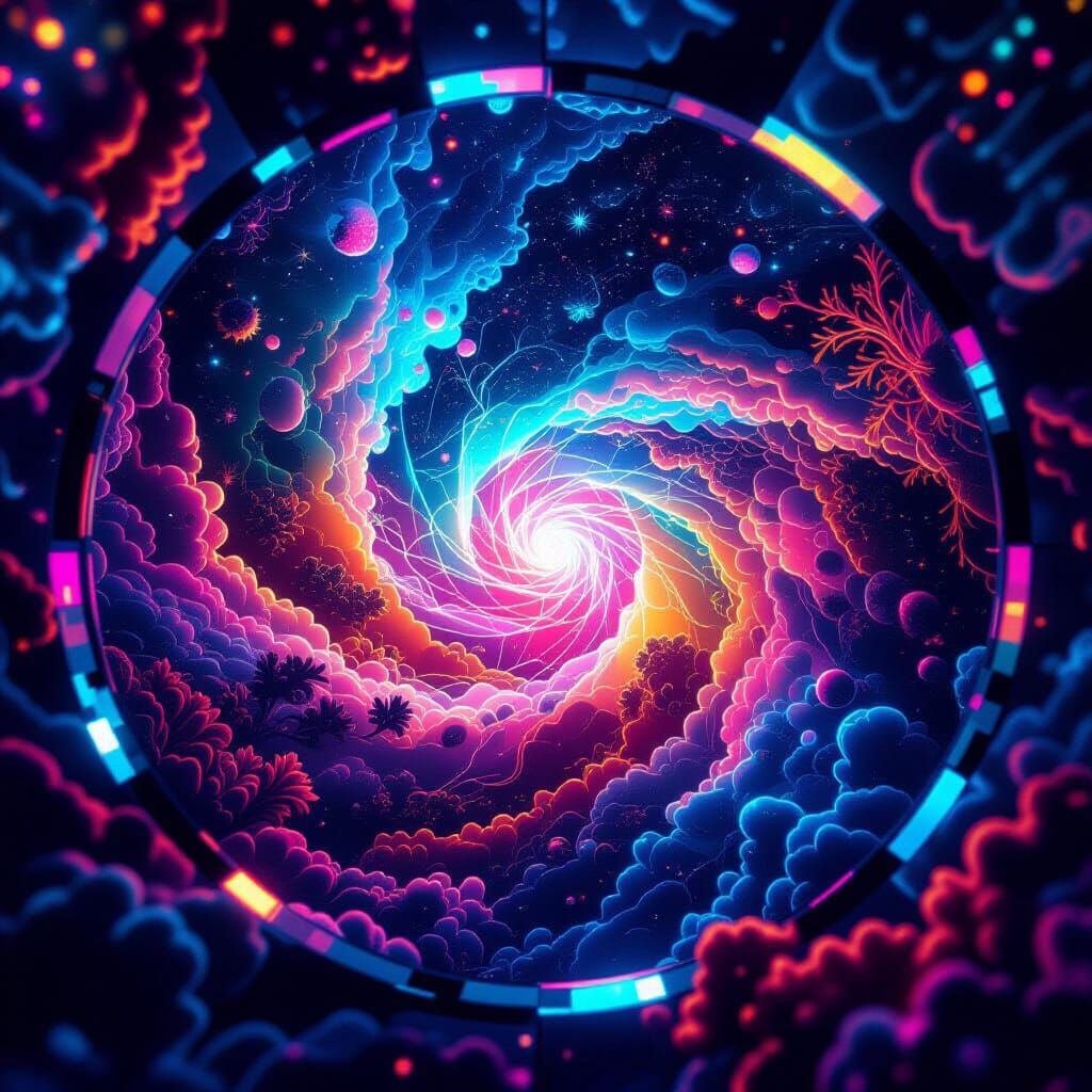 Bioluminescent Kaleidoscope: Psychedelic Neon Organisms