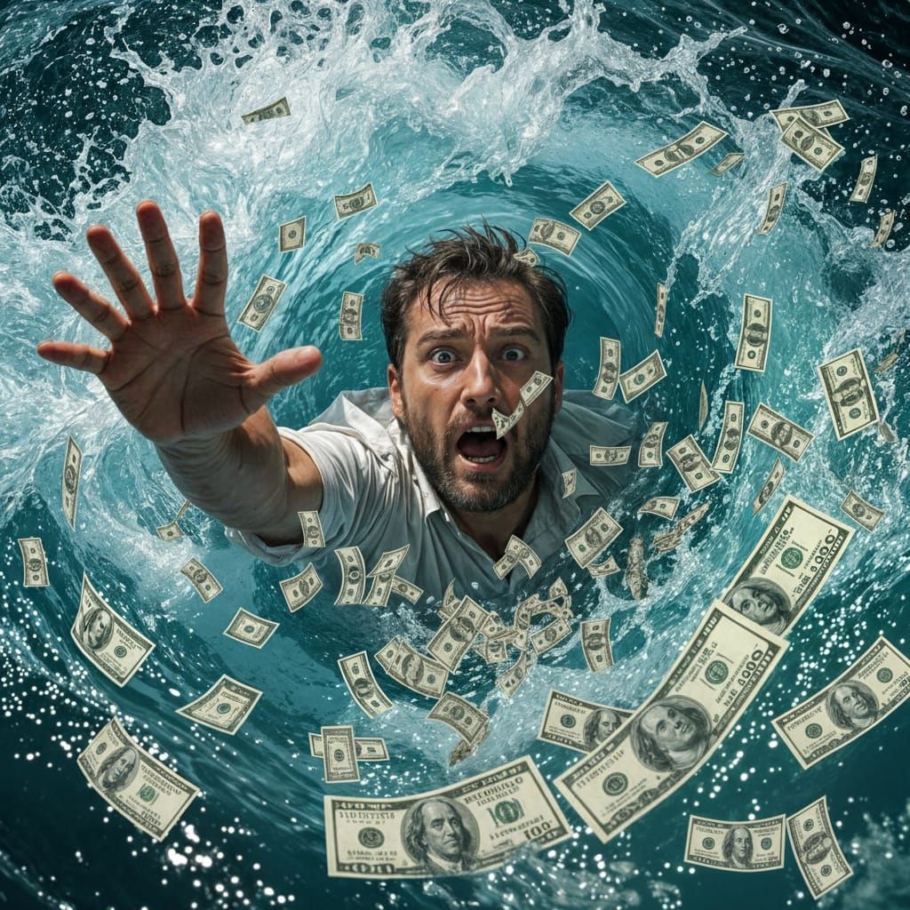 Man Sucked Into Whirlpool of Cash in Horror Style