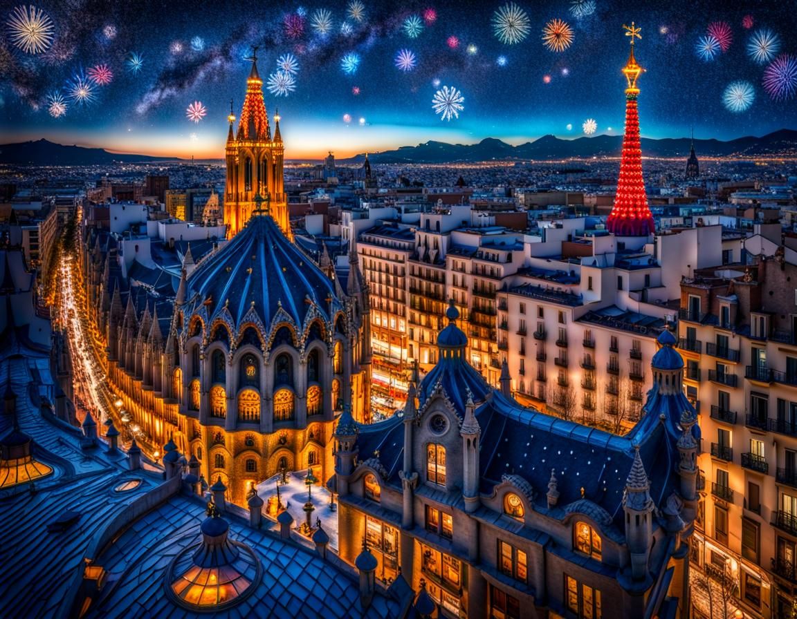 Christmas Mary Poppins in Gaudi Style