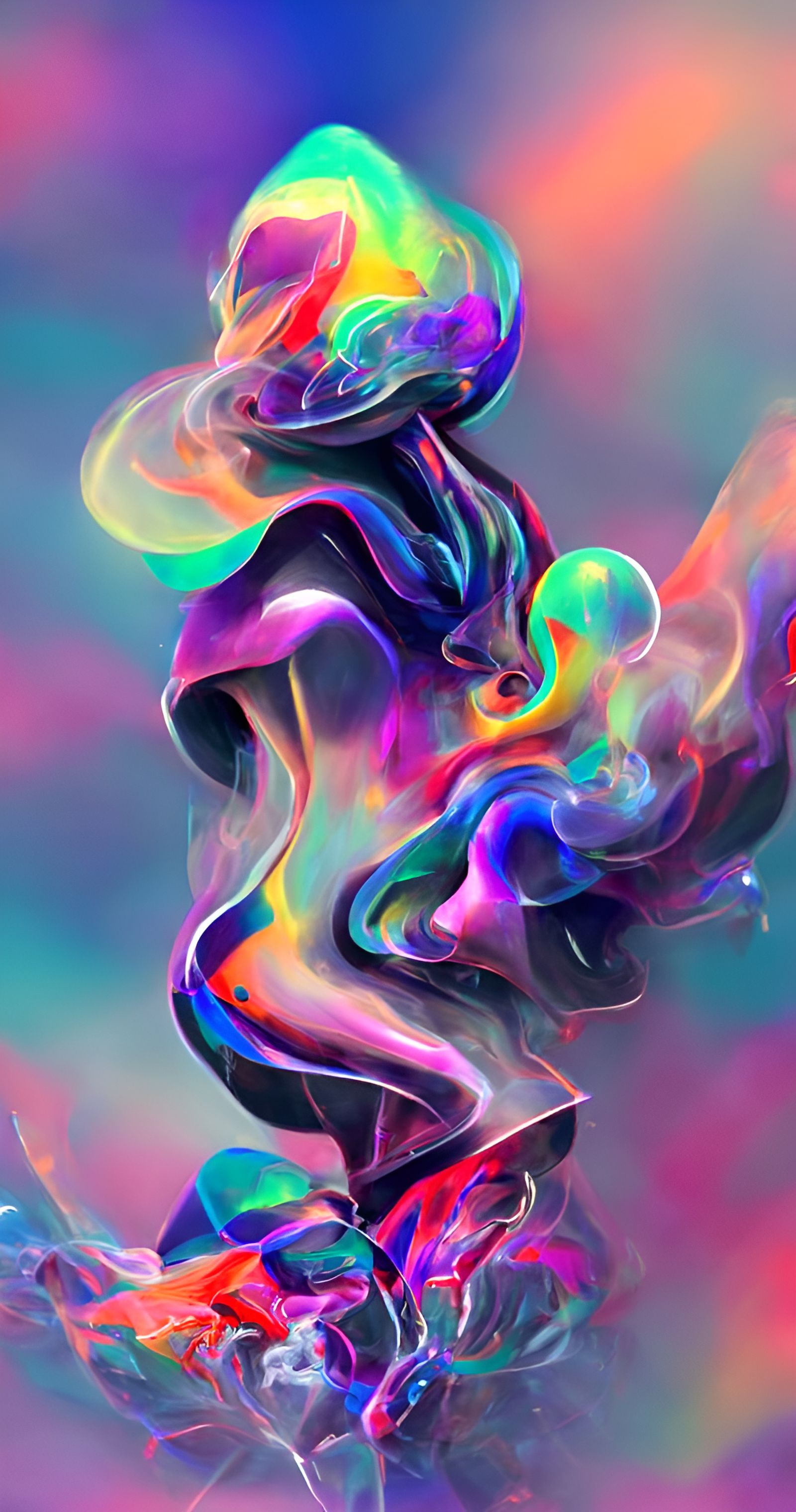 Holographic Astral Dopamine Illustration in Mixed Media