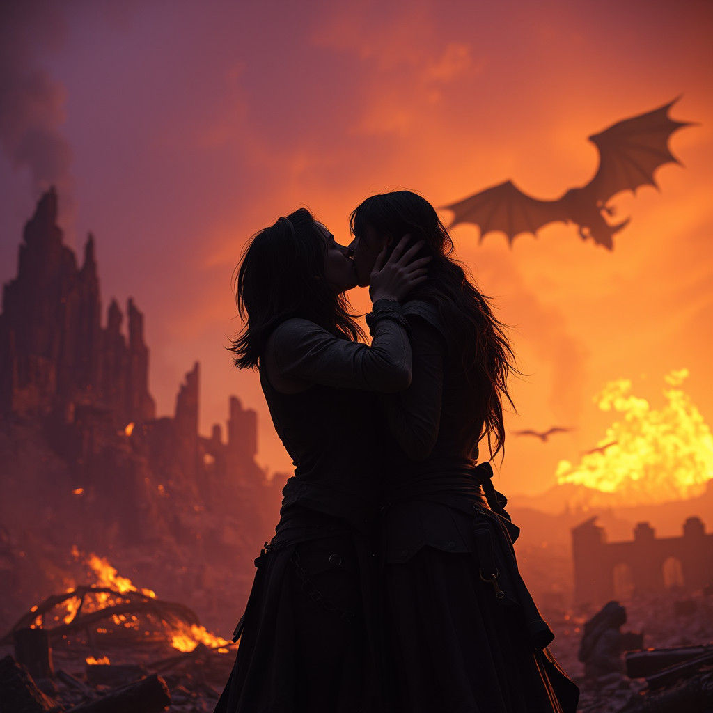 Apocalyptic Embrace: Dragon's Shadow in Dark Fantasy