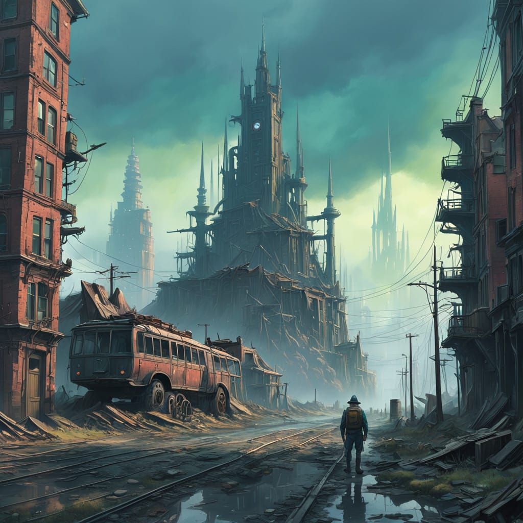 Abandoned Korridian Metropolis with Dystopian Landscape