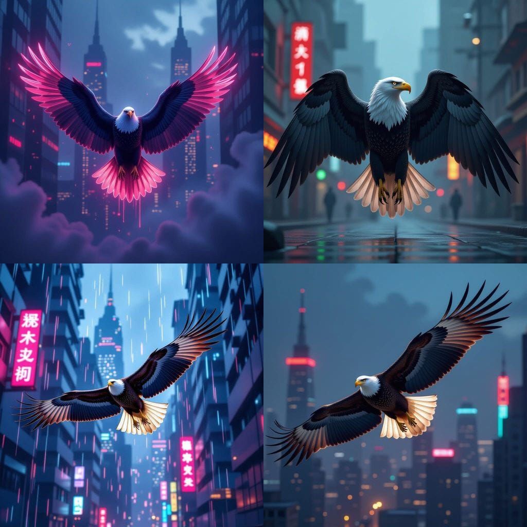 Cyberpunk Eagle with Neon Accents