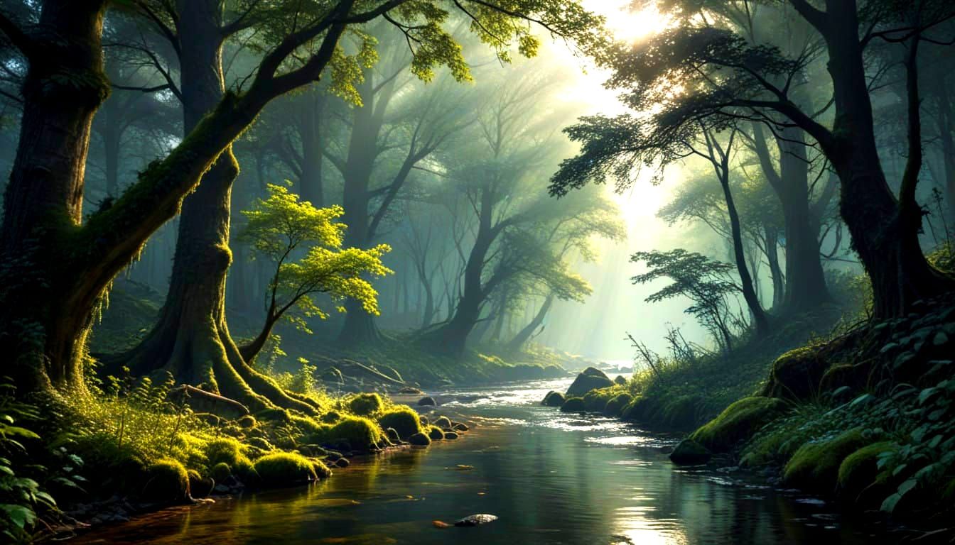 River in Ancient Mysterious Forest