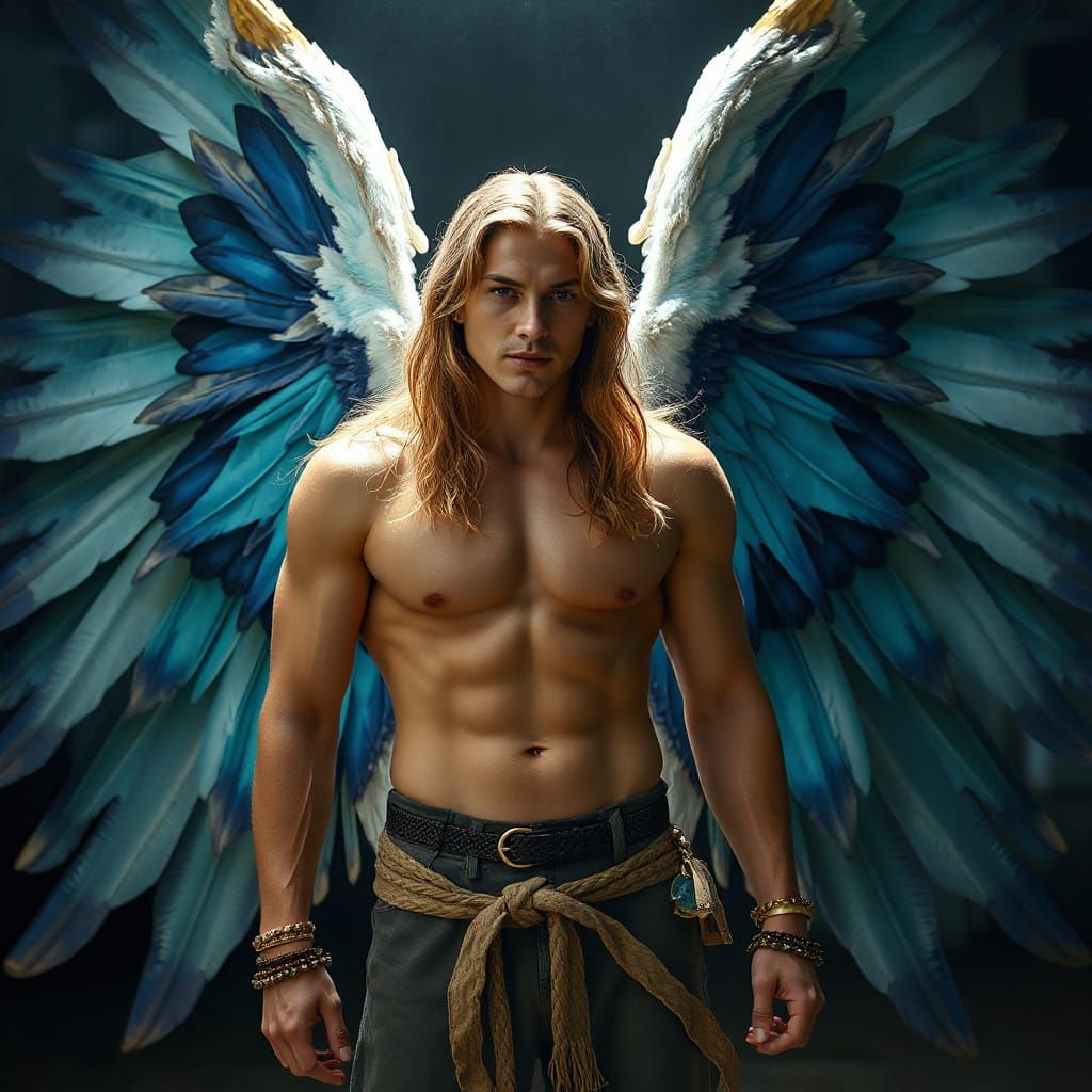 Majestic Female Guardian Angel with Radiant Wings