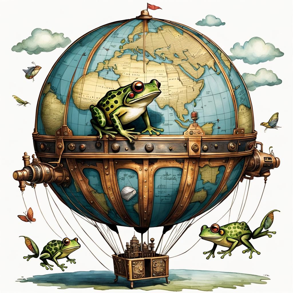 Steampunk Frog's Helium Balloon Adventure