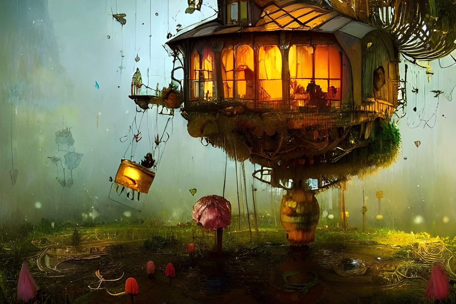 A honeypunk honey machine in a fairy world