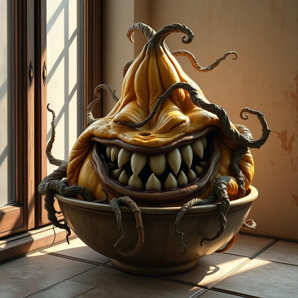 Monster Gourd Grin: Surreal Fantasy Art