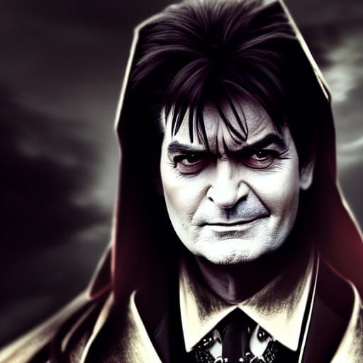 Gothic Vampire Lord Charlie Sheen in Dramatic Portrait