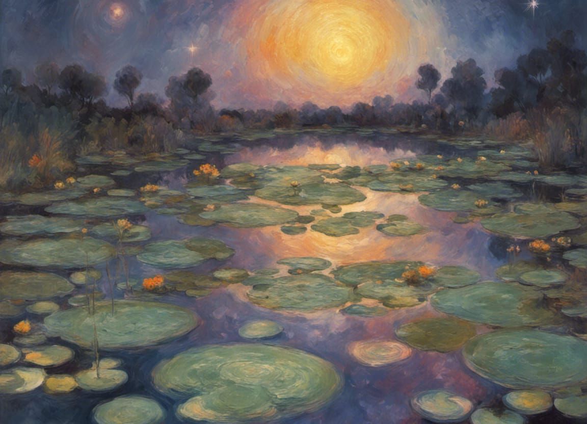 "Impressionistic Cosmic Melancholy". 16k resolution, art by Claude Monet, Disco Elysium. A sprawling cosmic vista, desol...