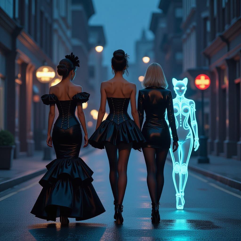 Fashion Through Time: A Futuristic Street Scene