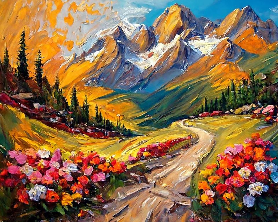 Spring Mountain Path - impasto (Coherent)