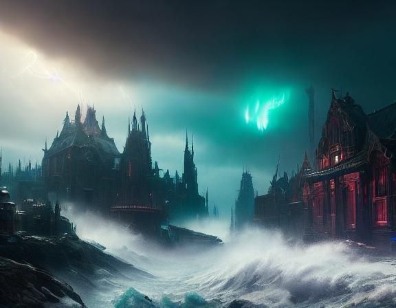 Sinister Dark Fantasy World in Heavy Storm