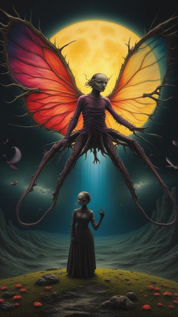 Eldritch Man Dressed as Flower in Smoke, Fairy Punk Style