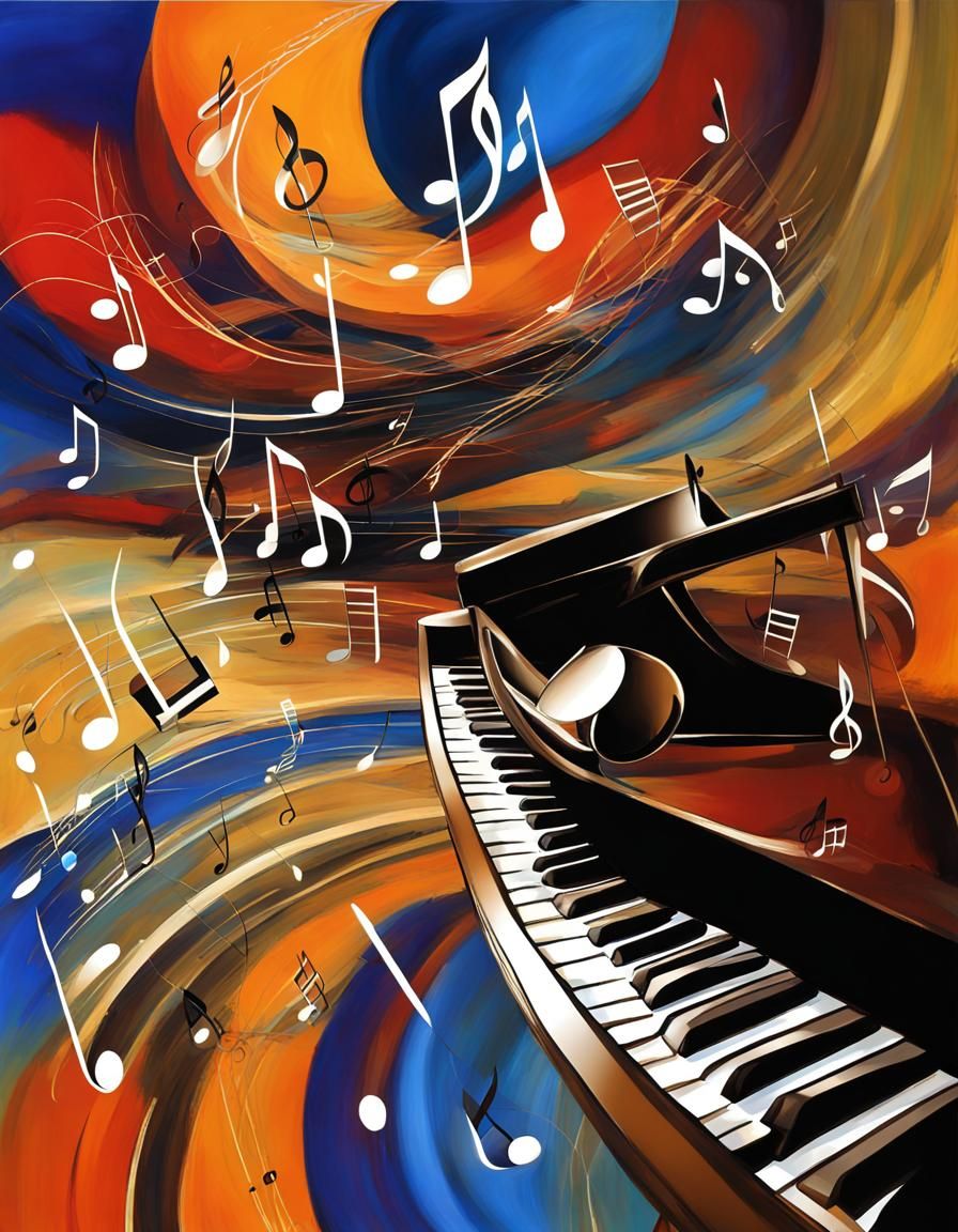 Abstract Art: Music in Motion with Piano Keys