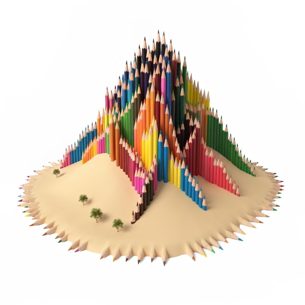 Desert Island Made of Colored Pencils