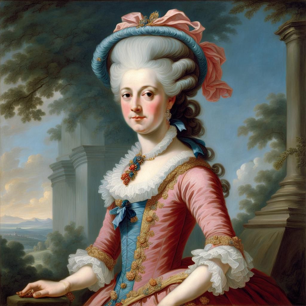 Marie Antoinette Portrait in Rococo Style
