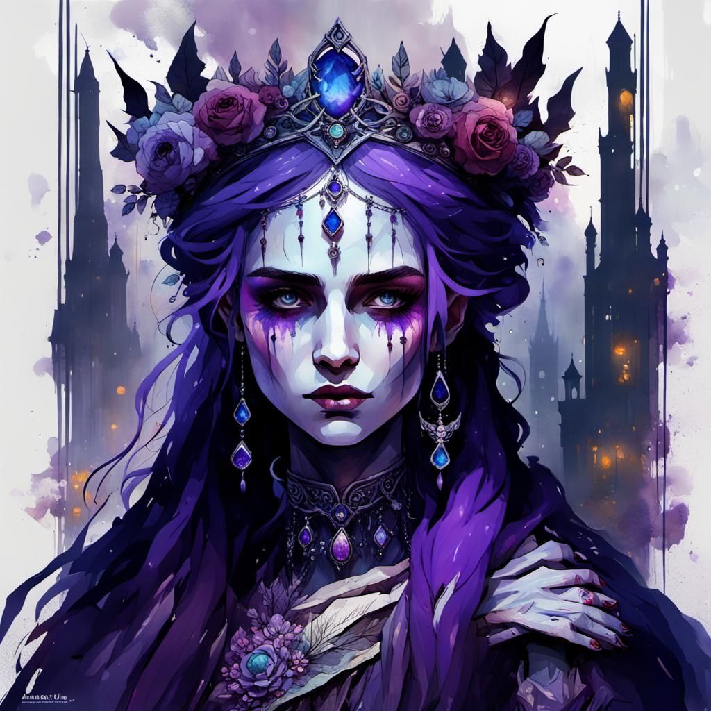 Elf Queen in Gothic Dark Fantasy Style