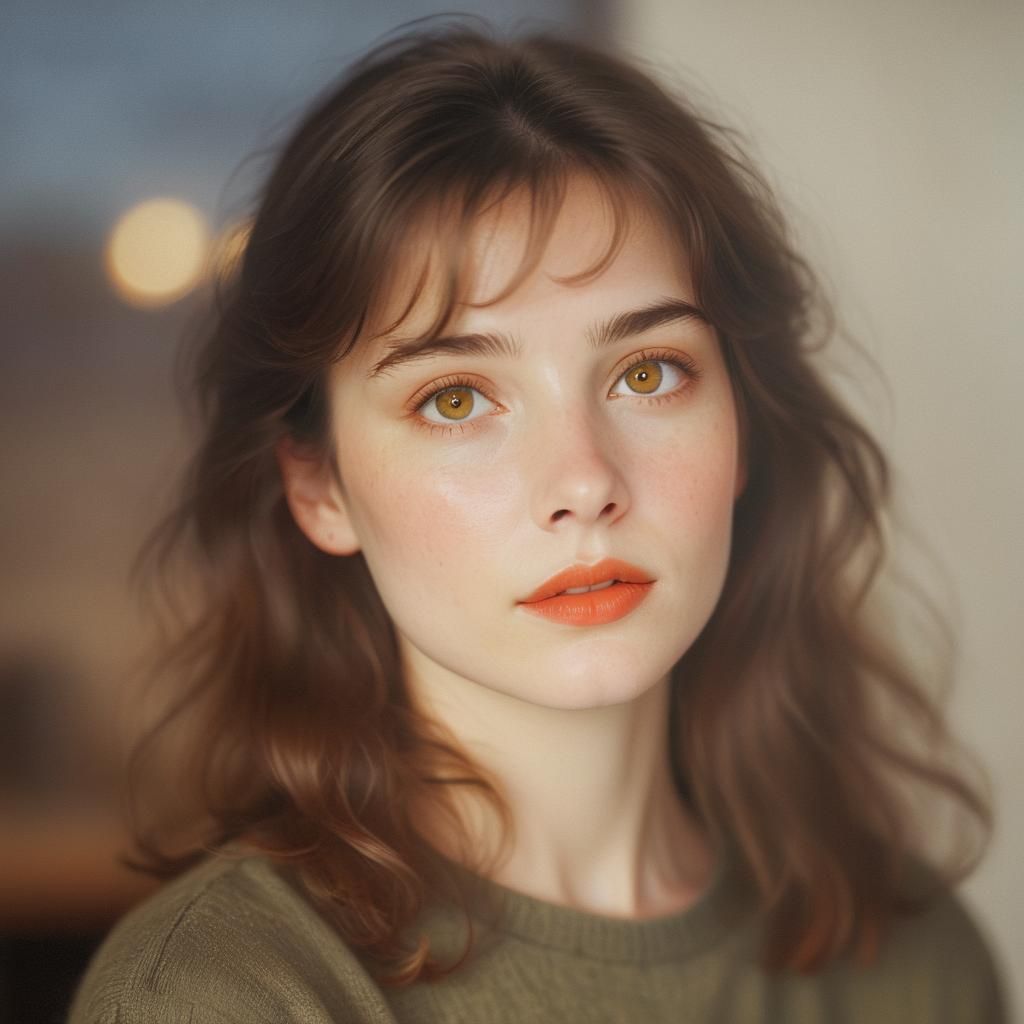Brunette Woman Portrait in Soft Realism Style