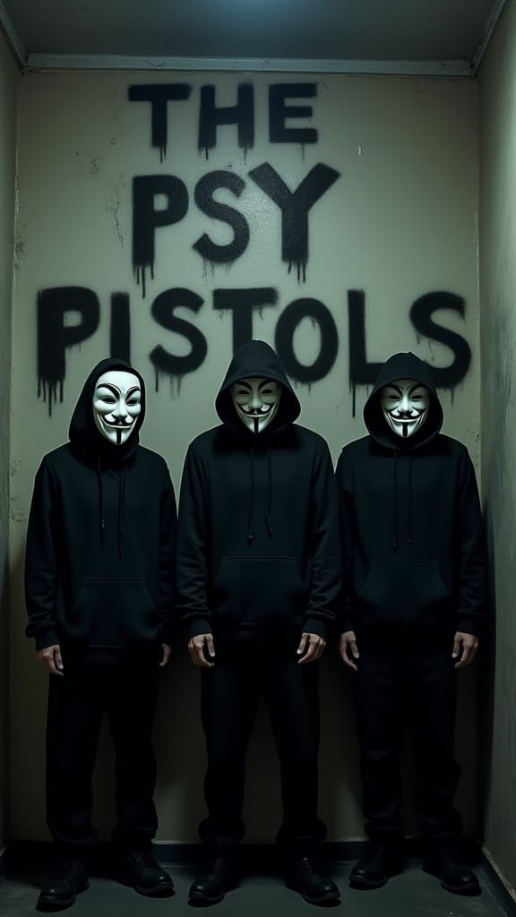 Mysterious Figures in Dark Graffiti Scene