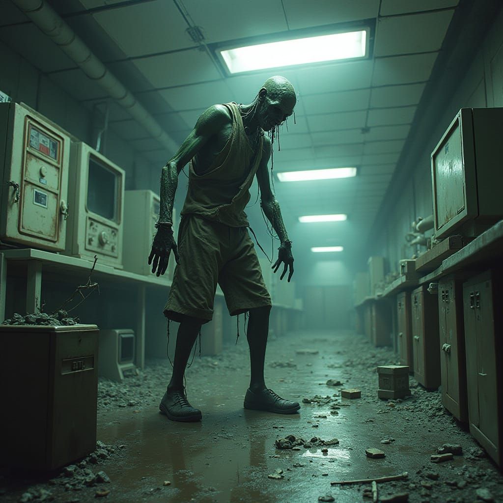 Zombie Lab Containment Breach in Post-Apocalyptic Style