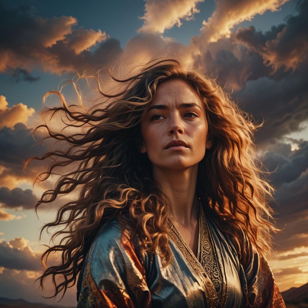 Cinematic Portrait of Woman in Flowing Hair
