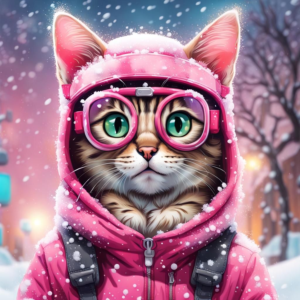 Kitten in Winter Gear: Graffiti Art Style