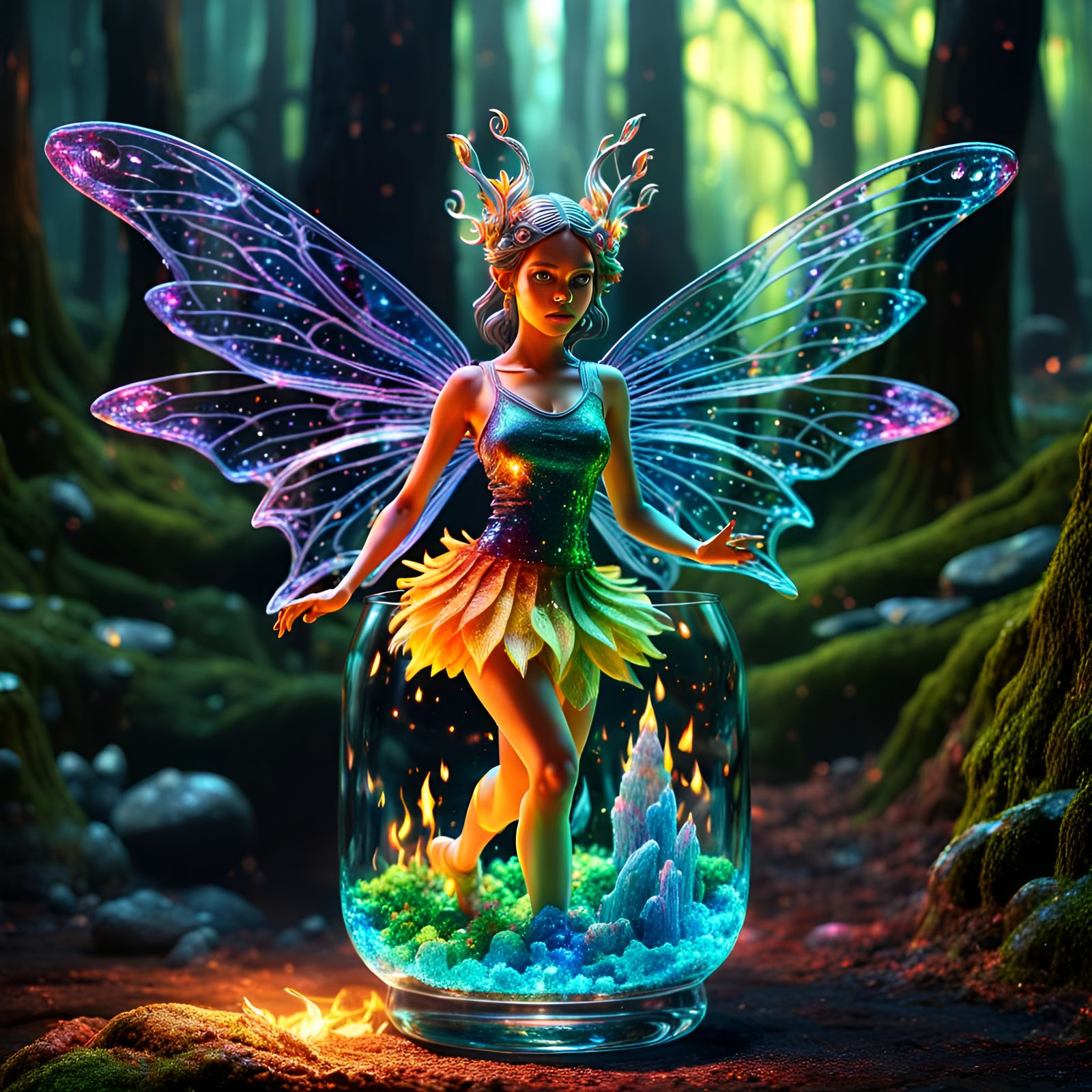 Crystal Fairy in Psychedelic Glass Forest