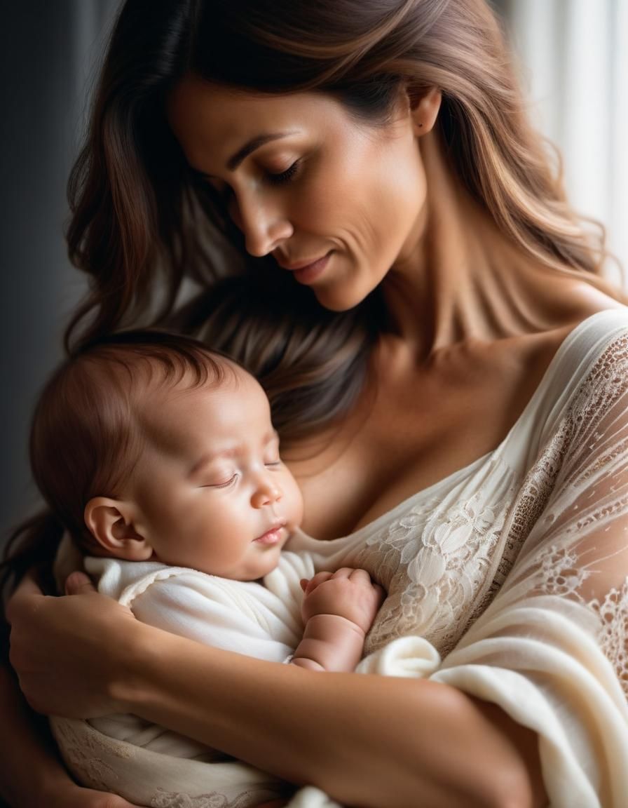 Serene Motherhood: A Tender Breastfeeding Moment