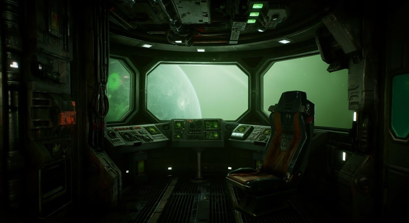 Cyberpunk UFO Interior in Vibrant Hues