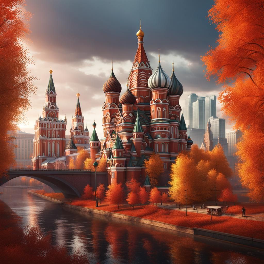 Moscow in Vivid Autumn: Detailed Matte Painting