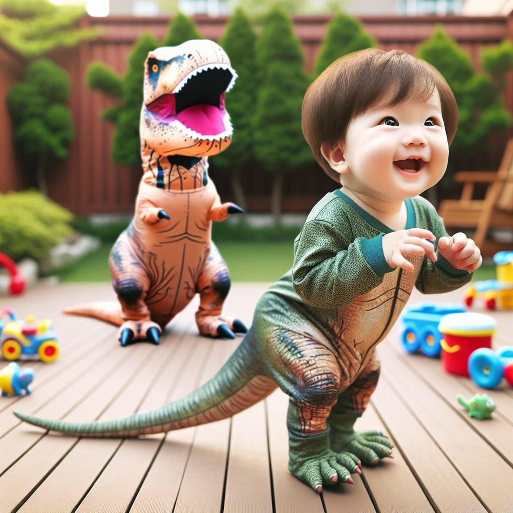 Adorable Toddler as Tiny Tyrannosaurus Rex