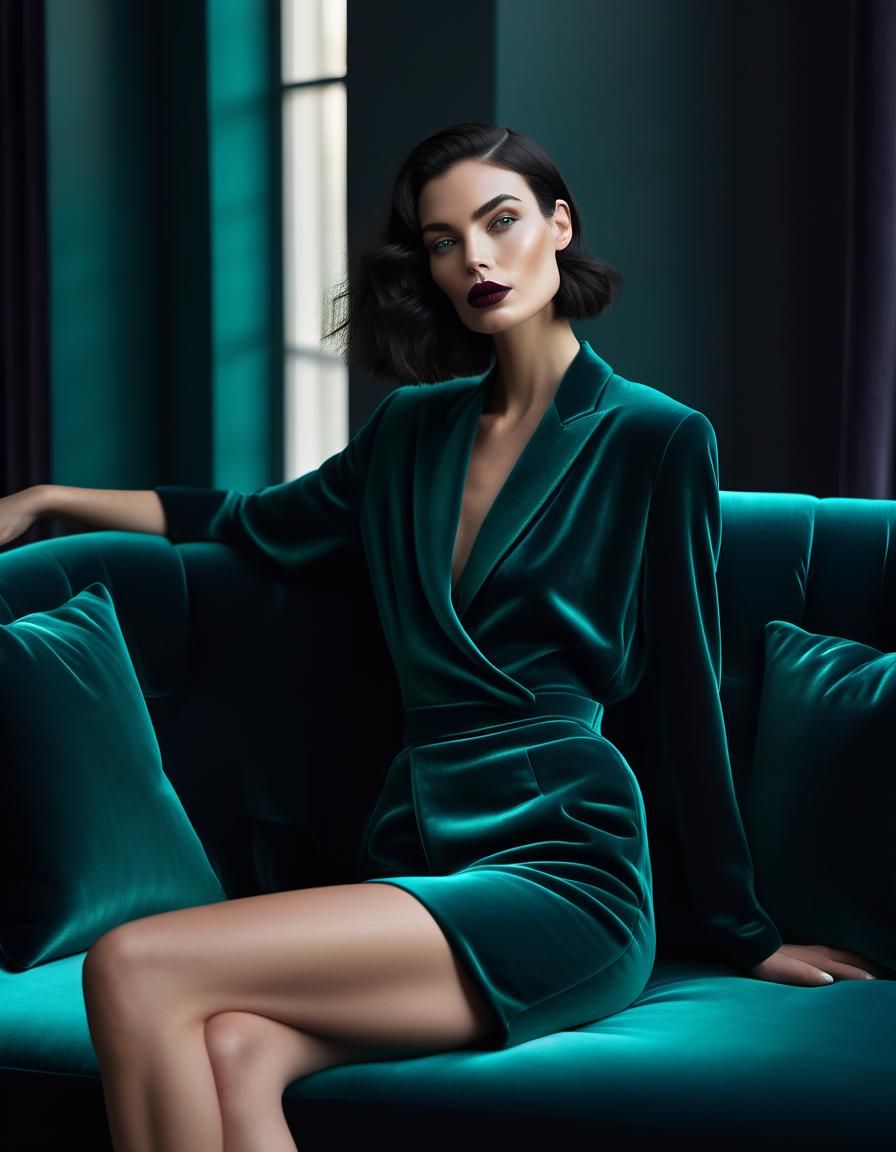 Woman on Plush Sofa in Minimalist Room