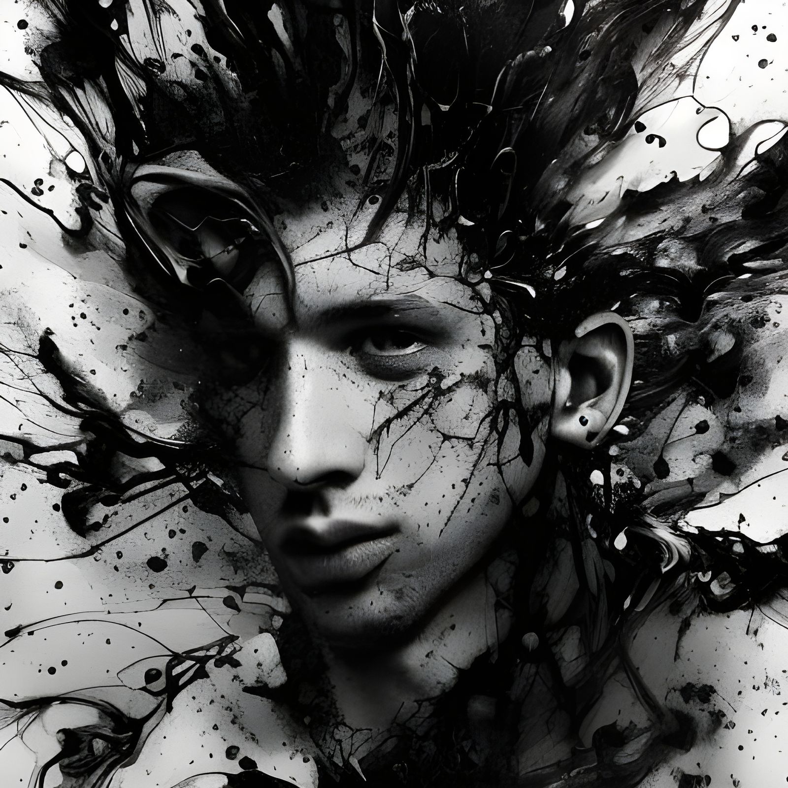 Ink Eruption: A Hyperrealistic Ink Art Explosion
