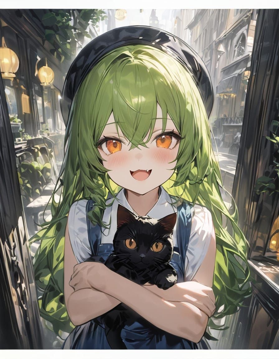 Whimsical Wizard Girl Surveys Her Gothic Realm