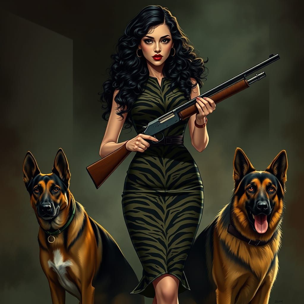 Mafia Girl in Gritty Futurism Style