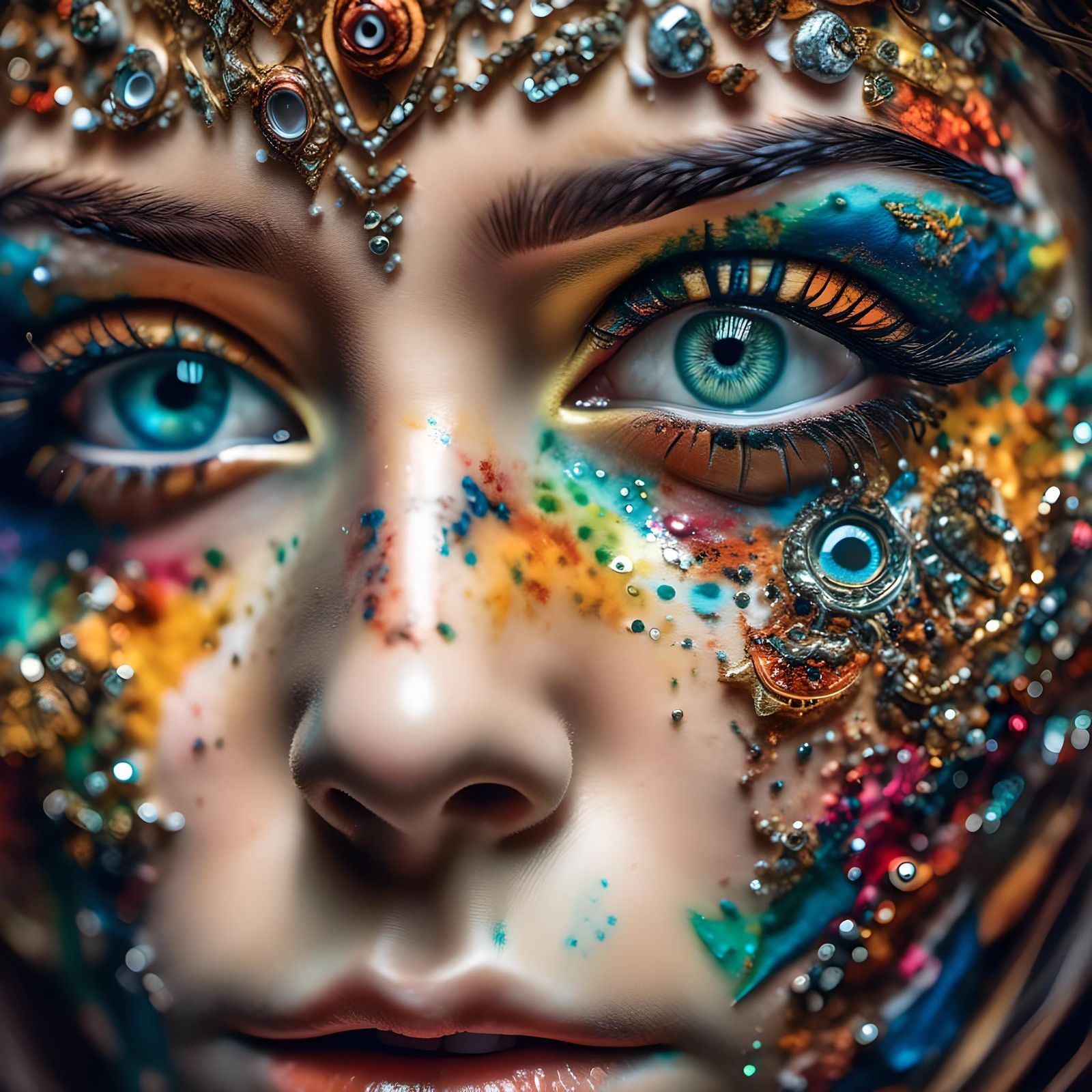 Close-up portrait of a top model exotic eyes