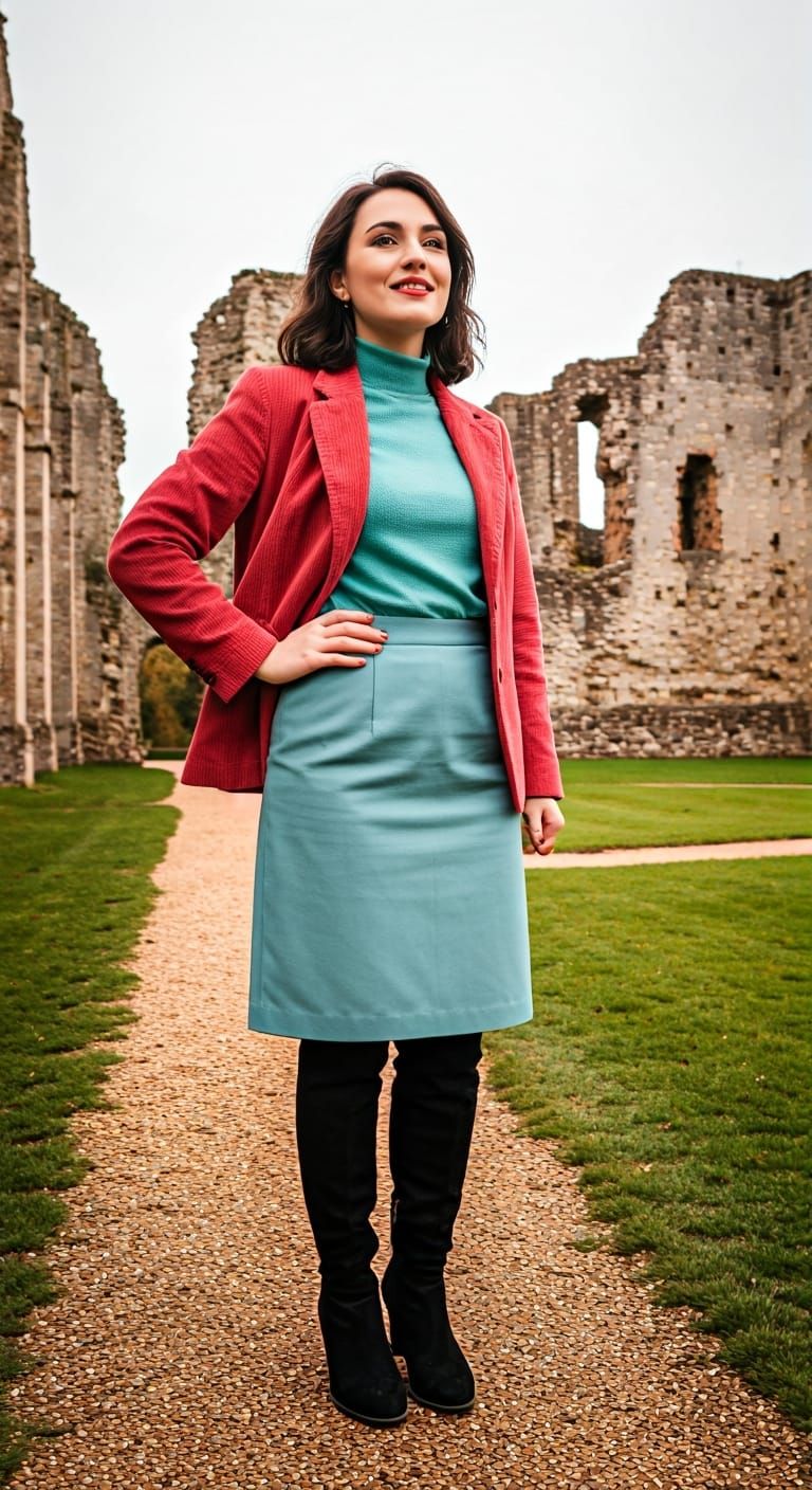 British woman in casual wear and over-the-knee boots