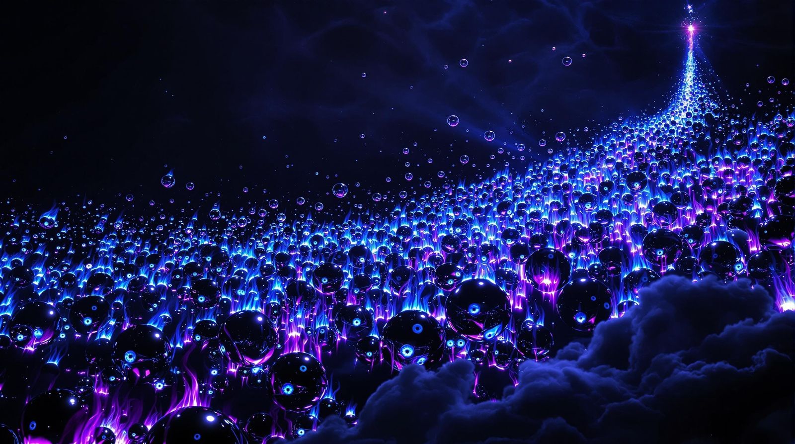 Techno Chromium Eyeballs Ascend into Dark Magellanic Clouds