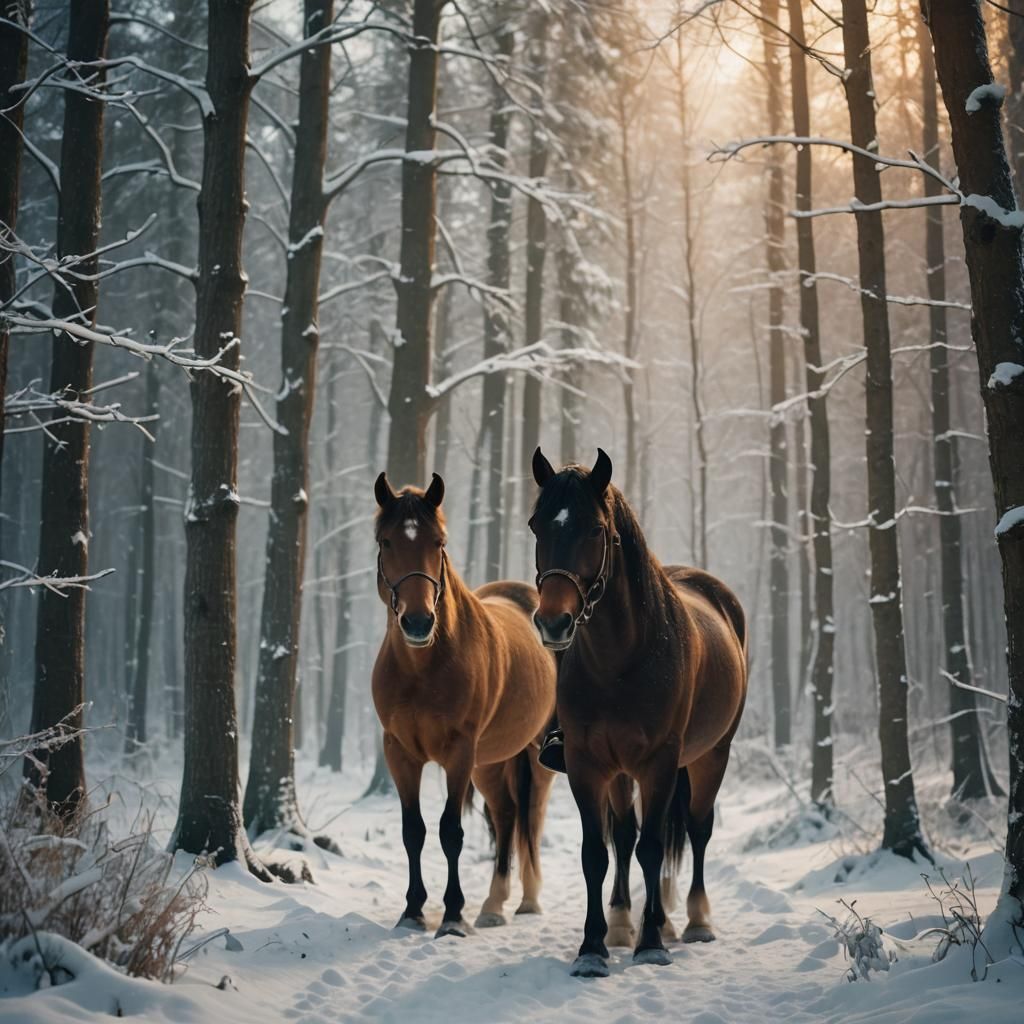 Human-Headed Horse in Narnia Winter Forest